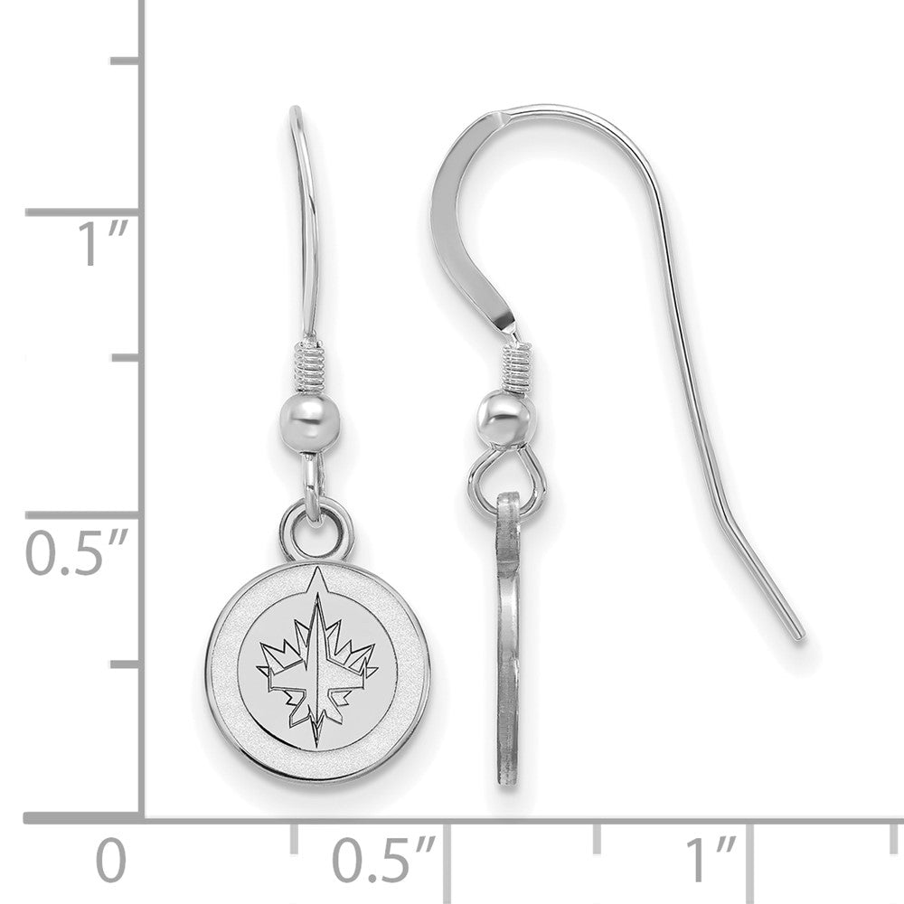 Sterling Silver Rhodium Plated Nhl Logoart Winnipeg Jets Extra Small Dangle Wire Earrings