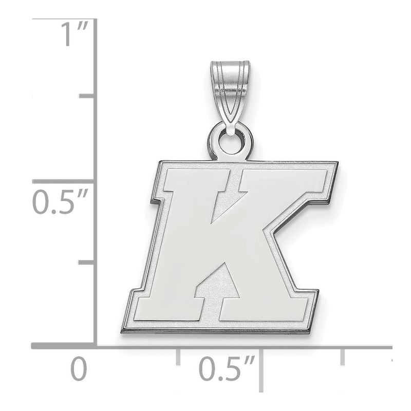 Sterling Silver Rhodium Plated Logoart Kent State University Letter K Small Pendant
