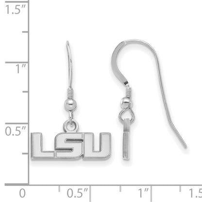 Sterling Silver Rhodium Plated Logoart Louisiana State University L S U Extra Small Dangle Wire Earrings