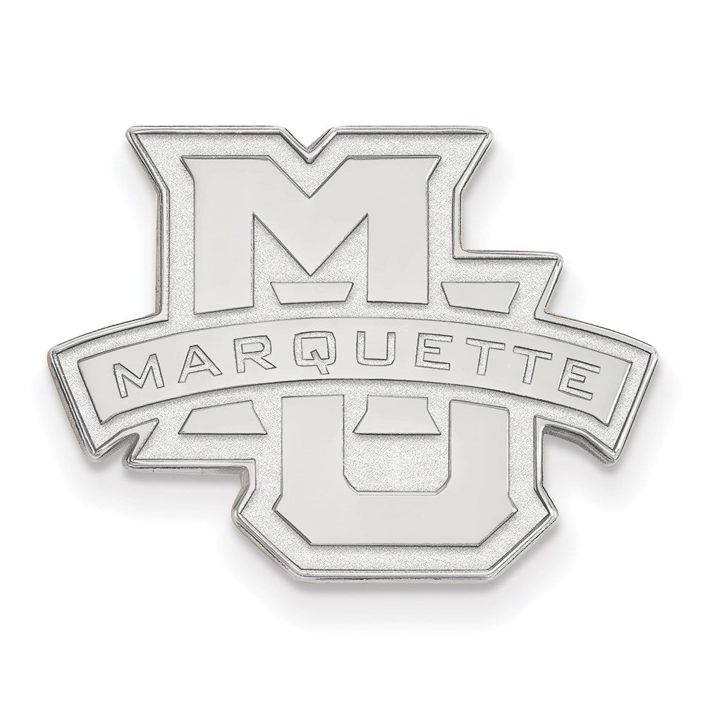 Sterling S. Rhodium Plated Logoart Marquette University Black Leather Wallet