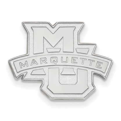 Sterling S. Rhodium Plated Logoart Marquette University Black Leather Wallet