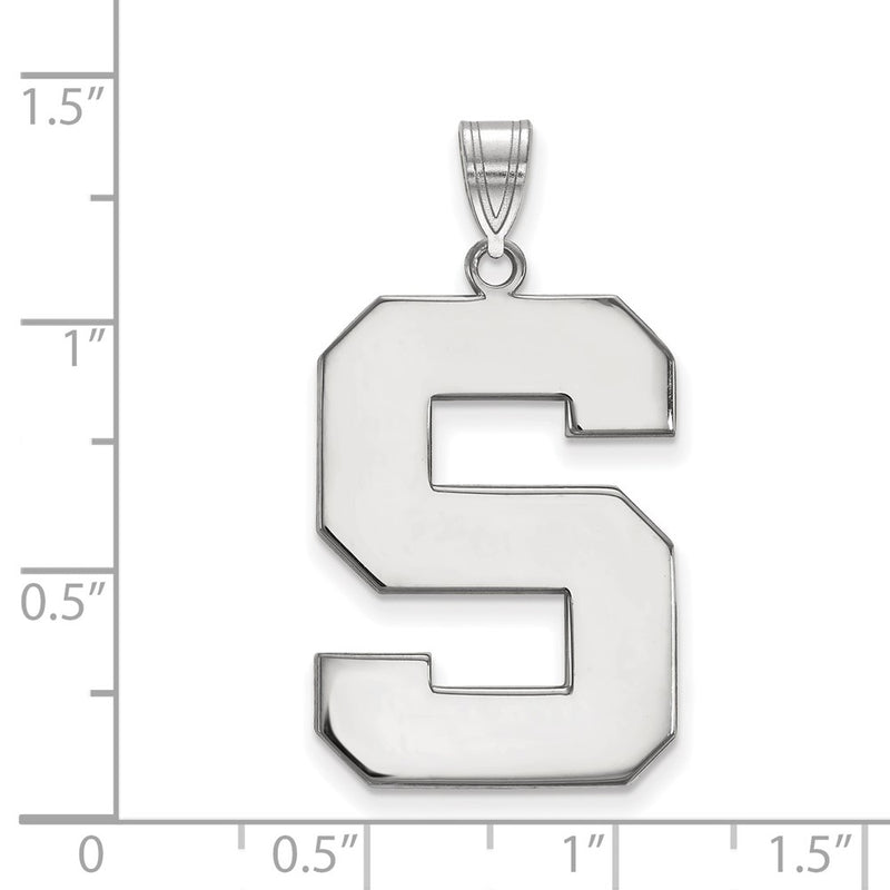 10K White Gold Logoart Michigan State University Letter S Extra Large Pendant