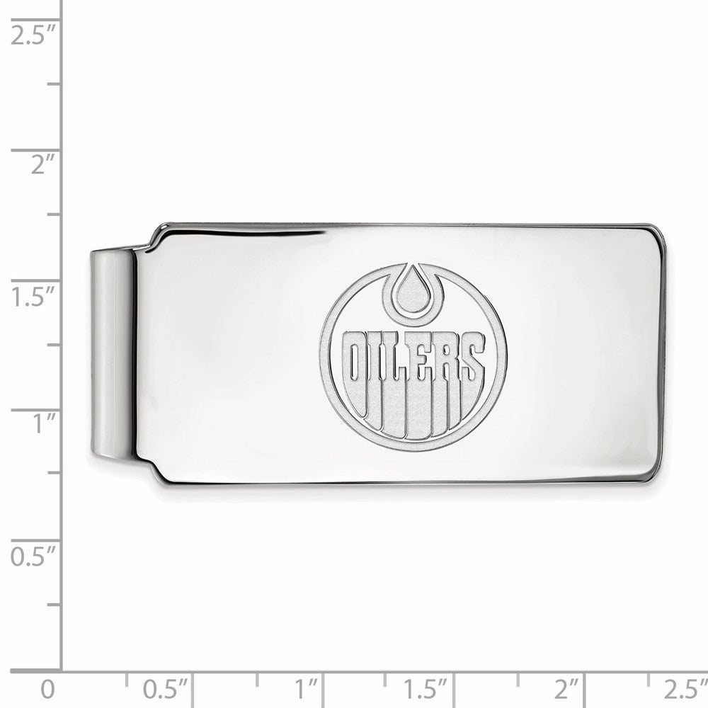 Sterling Silver Rhodium-Plated Nhl Logoart Edmonton Oilers Money Clip