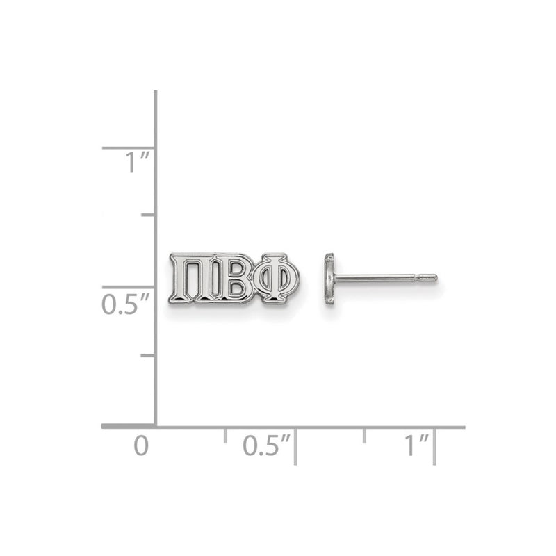 Sterling Silver Rhodium Plated Logoart Pi Beta Phi Sorority Greek Letters Extra Small Post Earrings