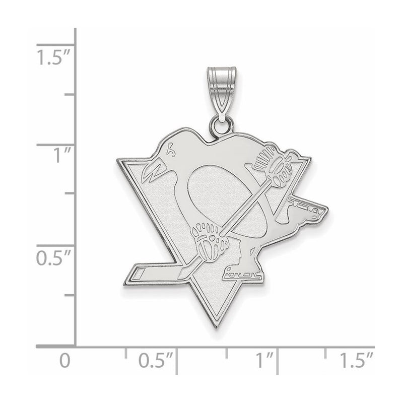 Sterling Silver Rhodium Plated Nhl Logoart Pittsburgh Penguins Extra Large Pendant