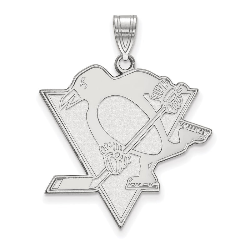 Sterling Silver Rhodium Plated Nhl Logoart Pittsburgh Penguins Extra Large Pendant