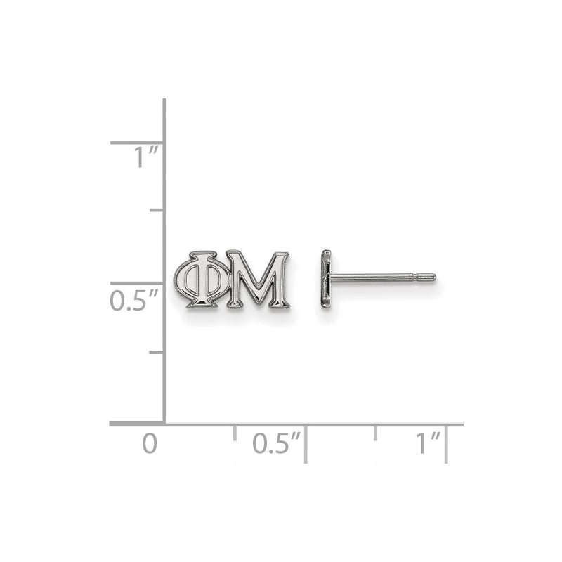 Sterling Silver Rhodium Plated Logoart Phi Mu Sorority Greek Letters Extra Small Post Earrings