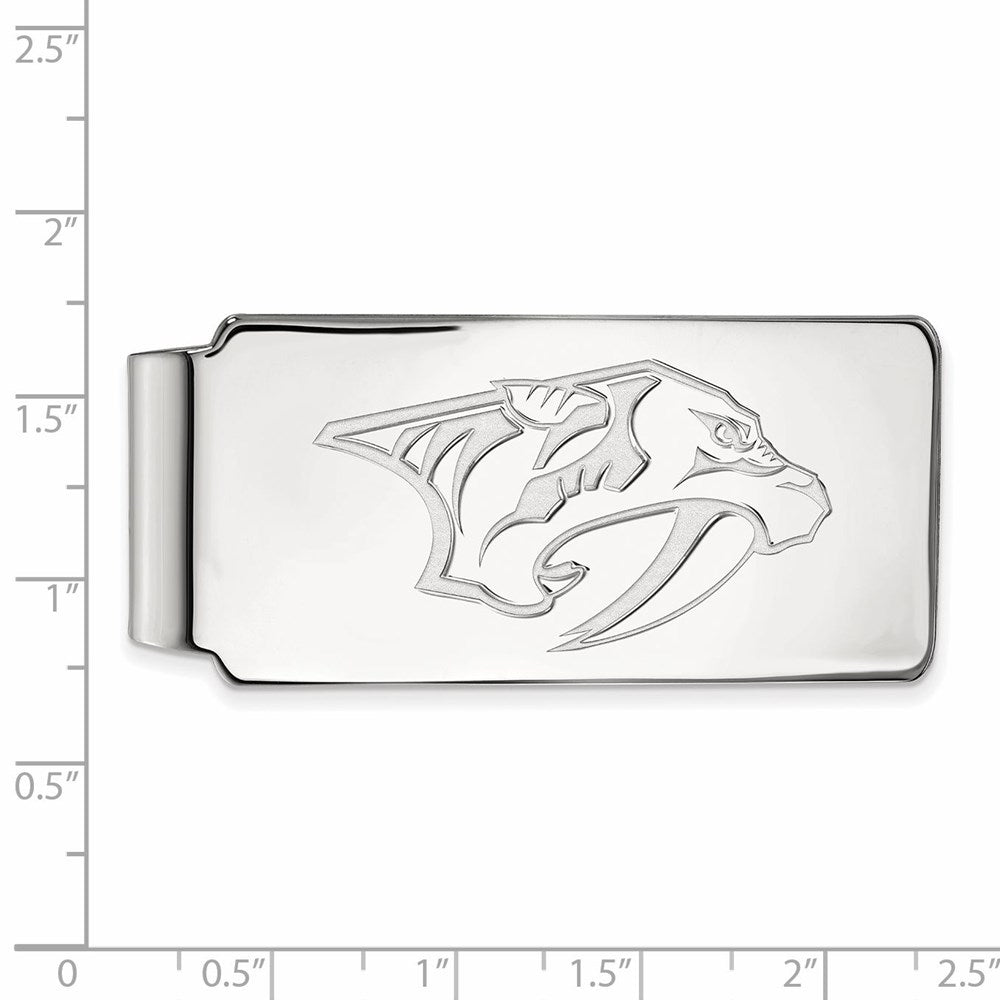 Sterling Silver Rhod-Pltd Nhl Logoart Nashville Predators Money Clip