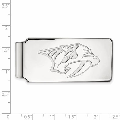 Sterling Silver Rhod-Pltd Nhl Logoart Nashville Predators Money Clip