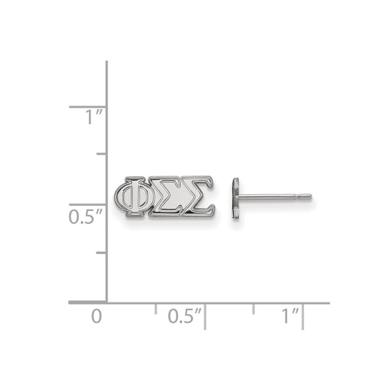 Sterling Silver Rhodium Plated Logoart Phi Sigma Sorority Greek Letters Extra Small Post Earrings