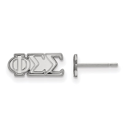 Sterling Silver Rhodium Plated Logoart Phi Sigma Sorority Greek Letters Extra Small Post Earrings