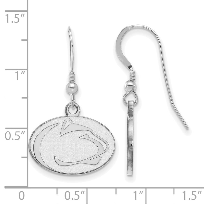Sterling Silver Rhodium Plated Logoart Penn State University Lion Small Dangle Wire Earrings