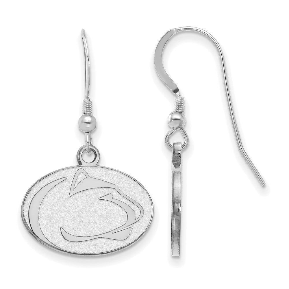 Sterling Silver Rhodium Plated Logoart Penn State University Lion Small Dangle Wire Earrings