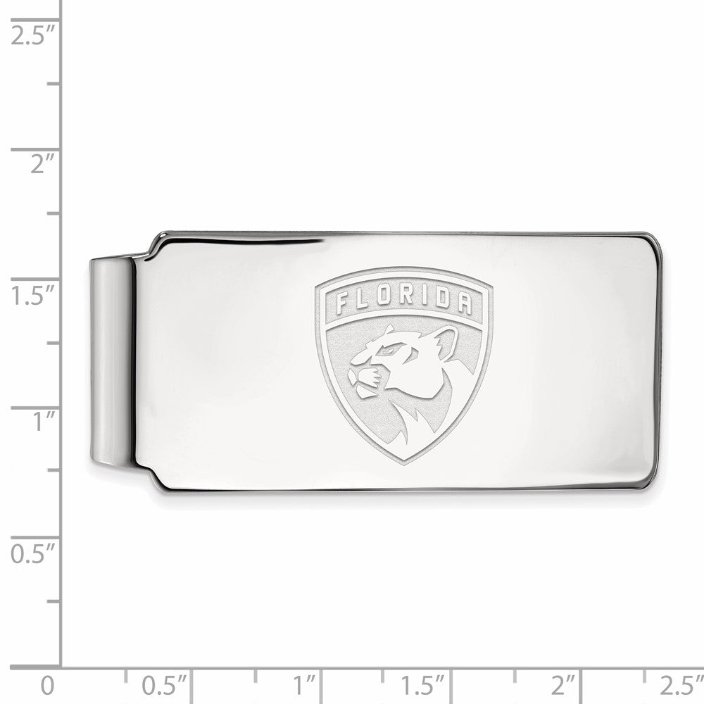 Sterling Silver Rhodium-Plated Nhl Logoart Florida Panthers Money Clip