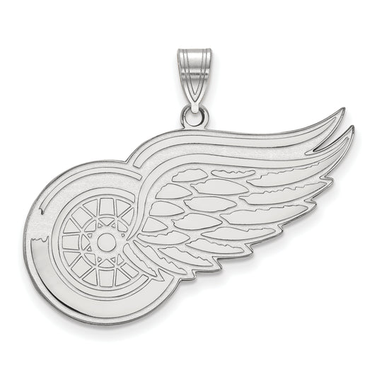 10K White Gold Nhl Logoart Detroit Red Wings Extra Large Pendant