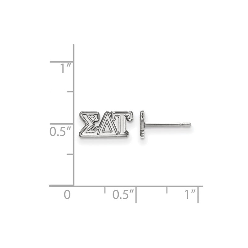 Sterling Silver Rhodium Plated Logoart Sigma Delta Tau Sorority Greek Letters Extra Small Post Earrings