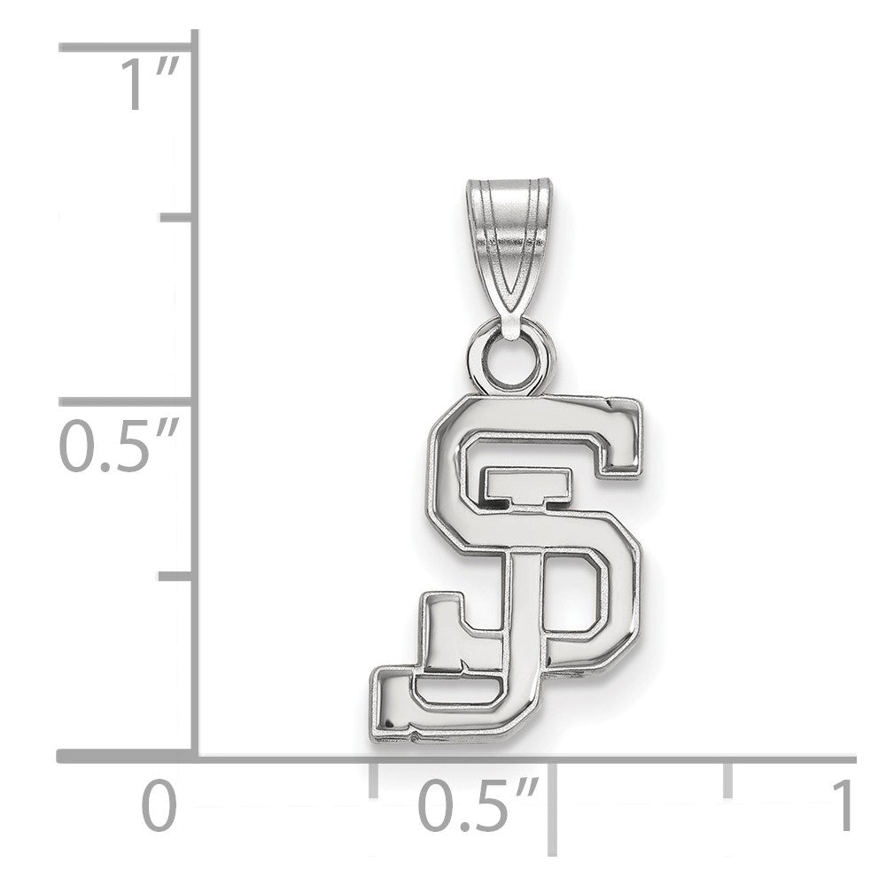 Sterling Silver Rhodium Plated Logoart San Jose State University S J Small Pendant