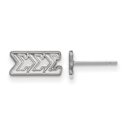 Sterling Silver Rhodium Plated Logoart Sigma Sorority Greek Letters Extra Small Post Earrings