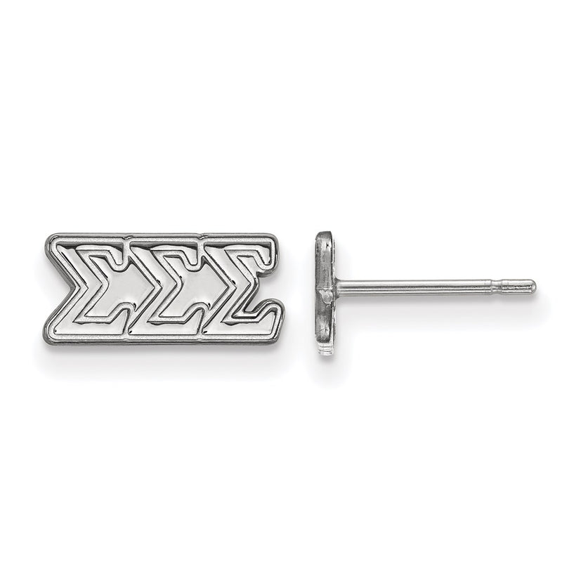 Sterling Silver Rhodium Plated Logoart Sigma Sorority Greek Letters Extra Small Post Earrings