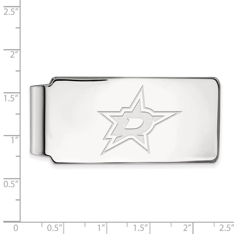 Sterling Silver Rhodium-Plated Nhl Logoart Dallas Stars Money Clip