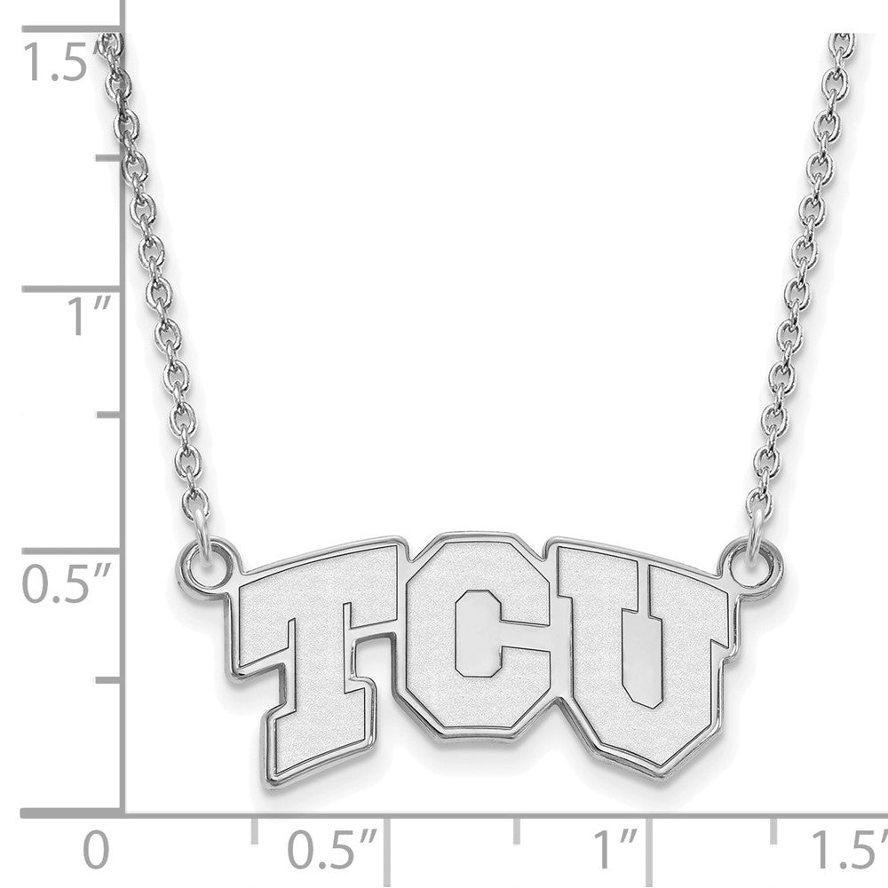10K White Gold Logoart Texas Christian University T C U Small Pendant 18 Inch Necklace