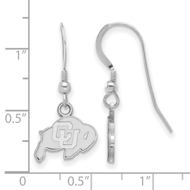 Sterling Silver Rhodium Plated Logoart University Of Colorado Buffalo Extra Small Dangle Wire Earrings