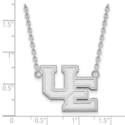 14K White Gold Logoart University Of Evansville Purple Aces Large Pendant 18 Inch Necklace