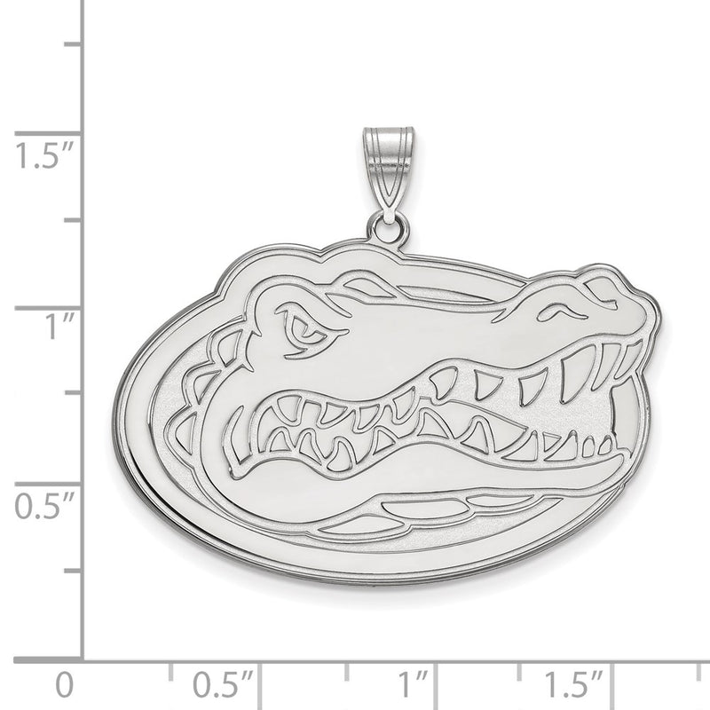 Sterling Silver Rhodium Plated Logoart University Of Florida Gator Extra Large Pendant