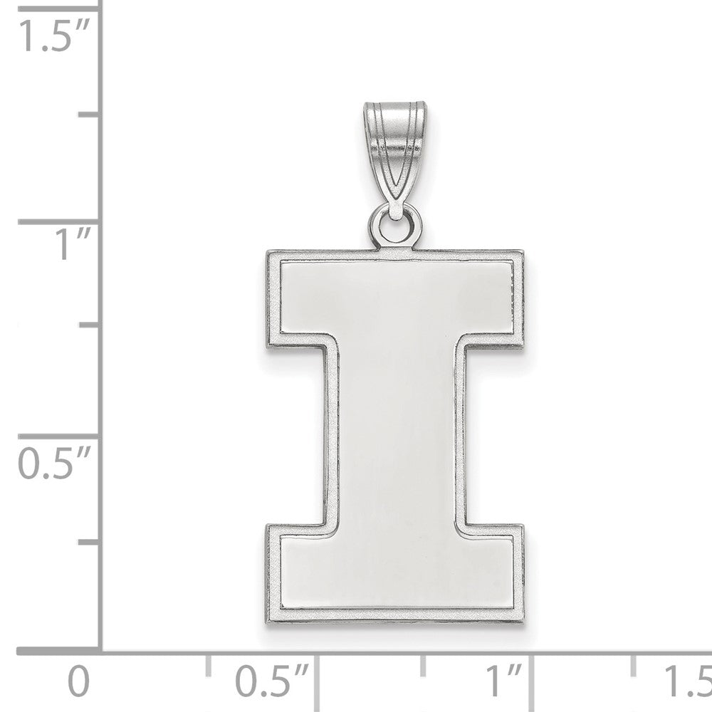 Sterling Silver Rhodium Plated Logoart University Of Illinois Letter I Extra Large Pendant