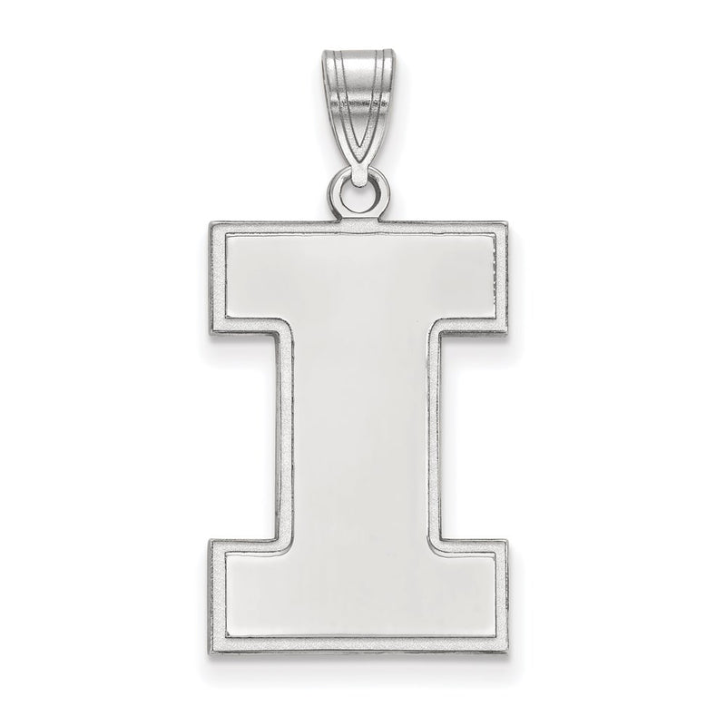Sterling Silver Rhodium Plated Logoart University Of Illinois Letter I Extra Large Pendant