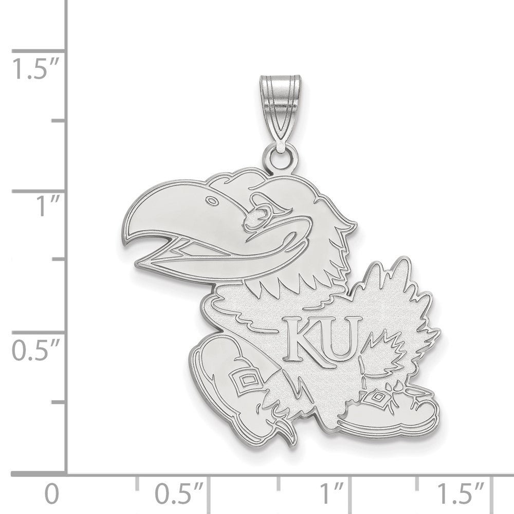 10K White Gold Logoart University Of Kansas Jayhawk Extra Large Pendant