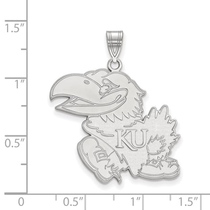 10K White Gold Logoart University Of Kansas Jayhawk Extra Large Pendant