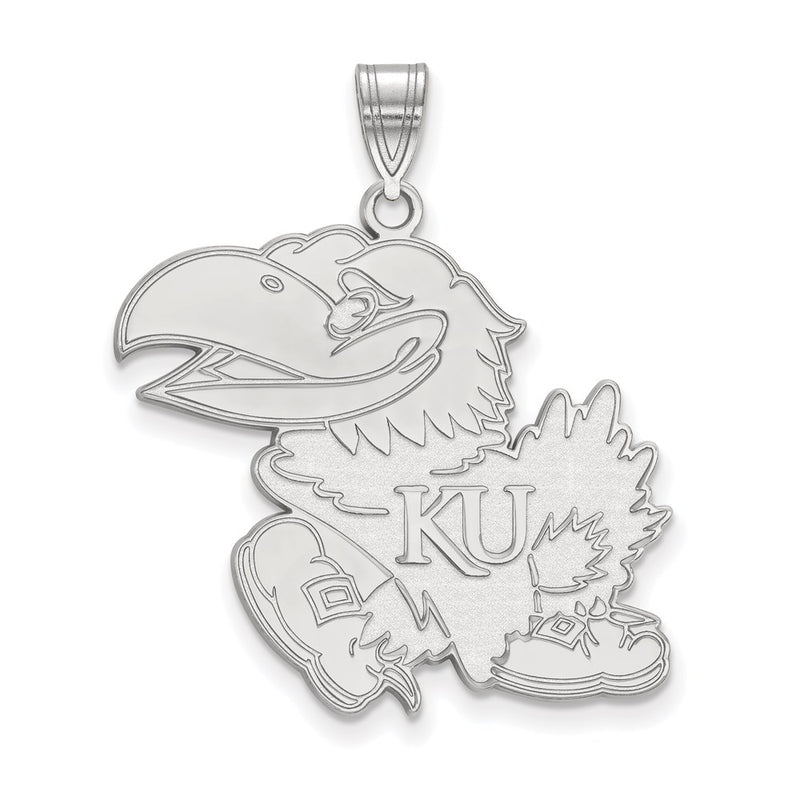 Sterling Silver Rhodium Plated Logoart University Of Kansas Jayhawk Extra Large Pendant