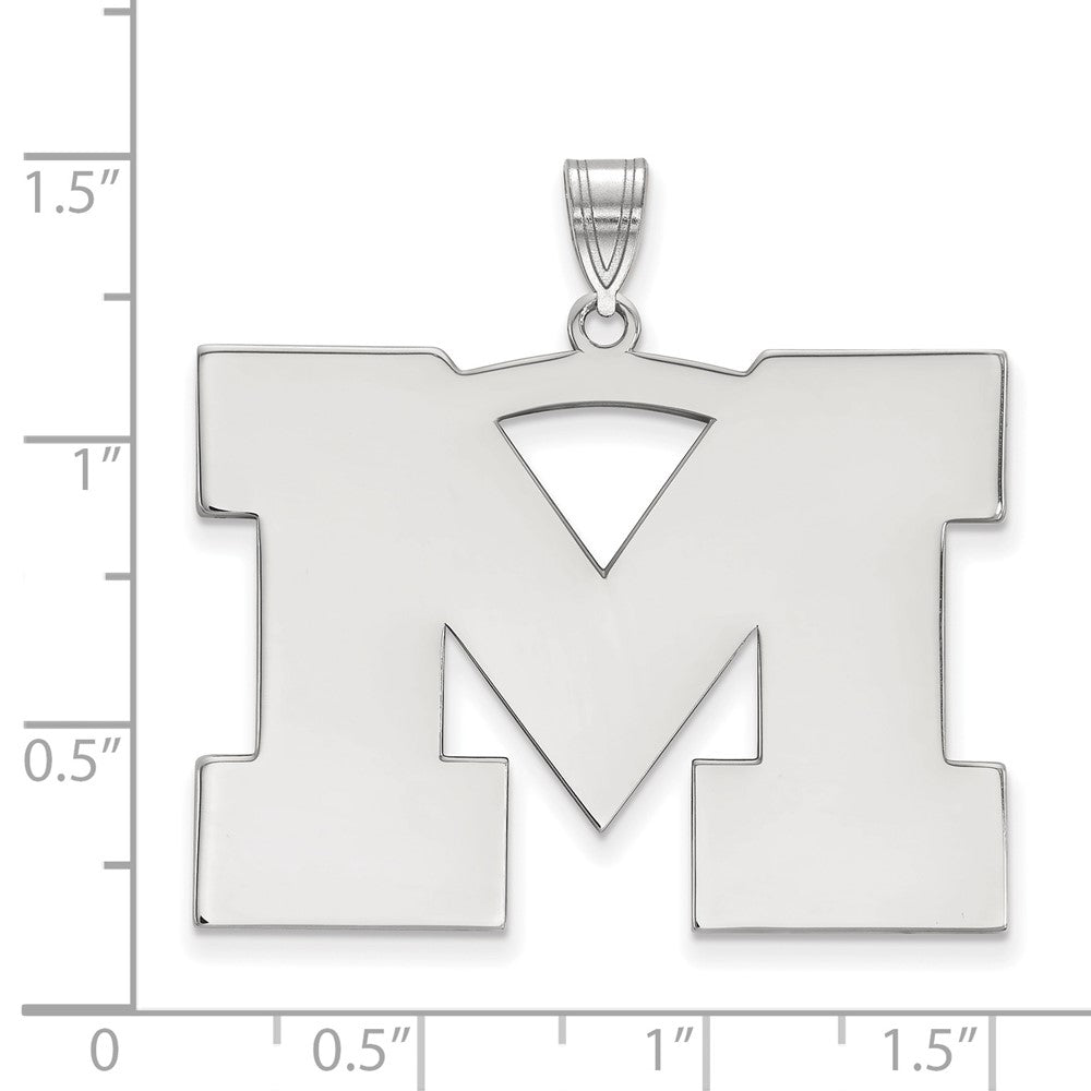 Sterling Silver Rhodium Plated Logoart University Of Michigan Letter M Extra Large Pendant