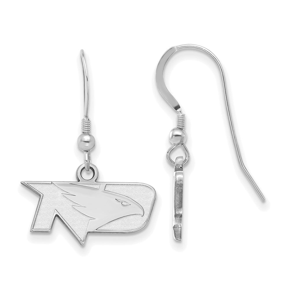 Sterling Silver Rhodium Plated Logoart University Of North Dakota Extra Small Dangle Wire Earrings