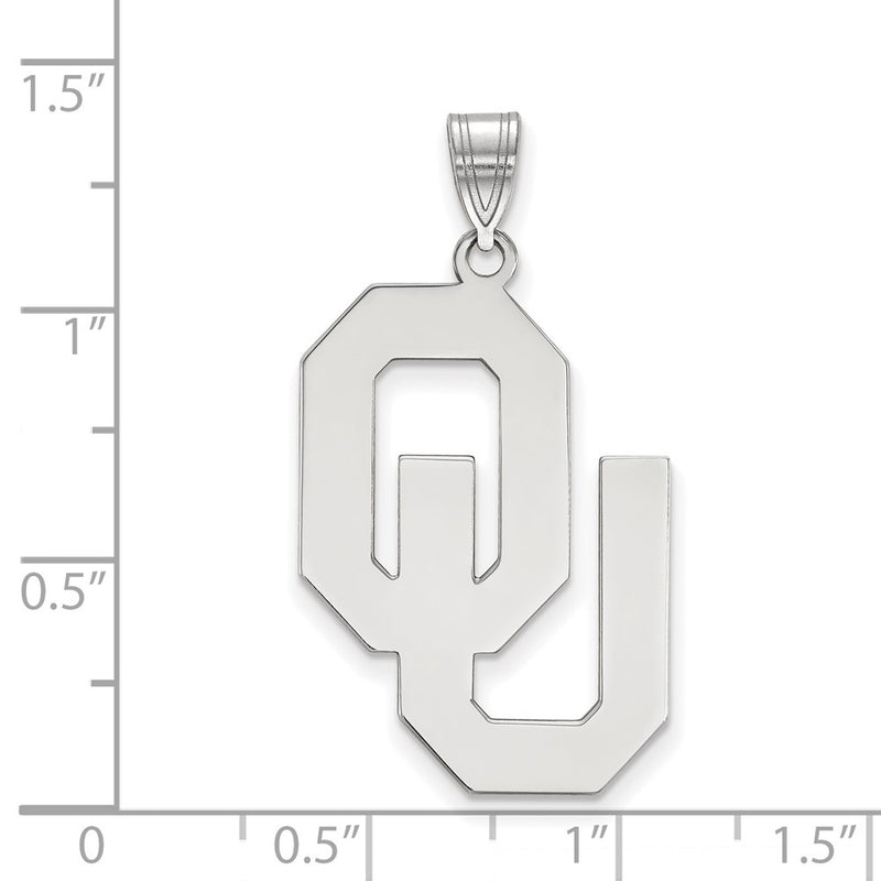 Sterling Silver Rhodium Plated Logoart University Of Oklahoma O U Extra Large Pendant