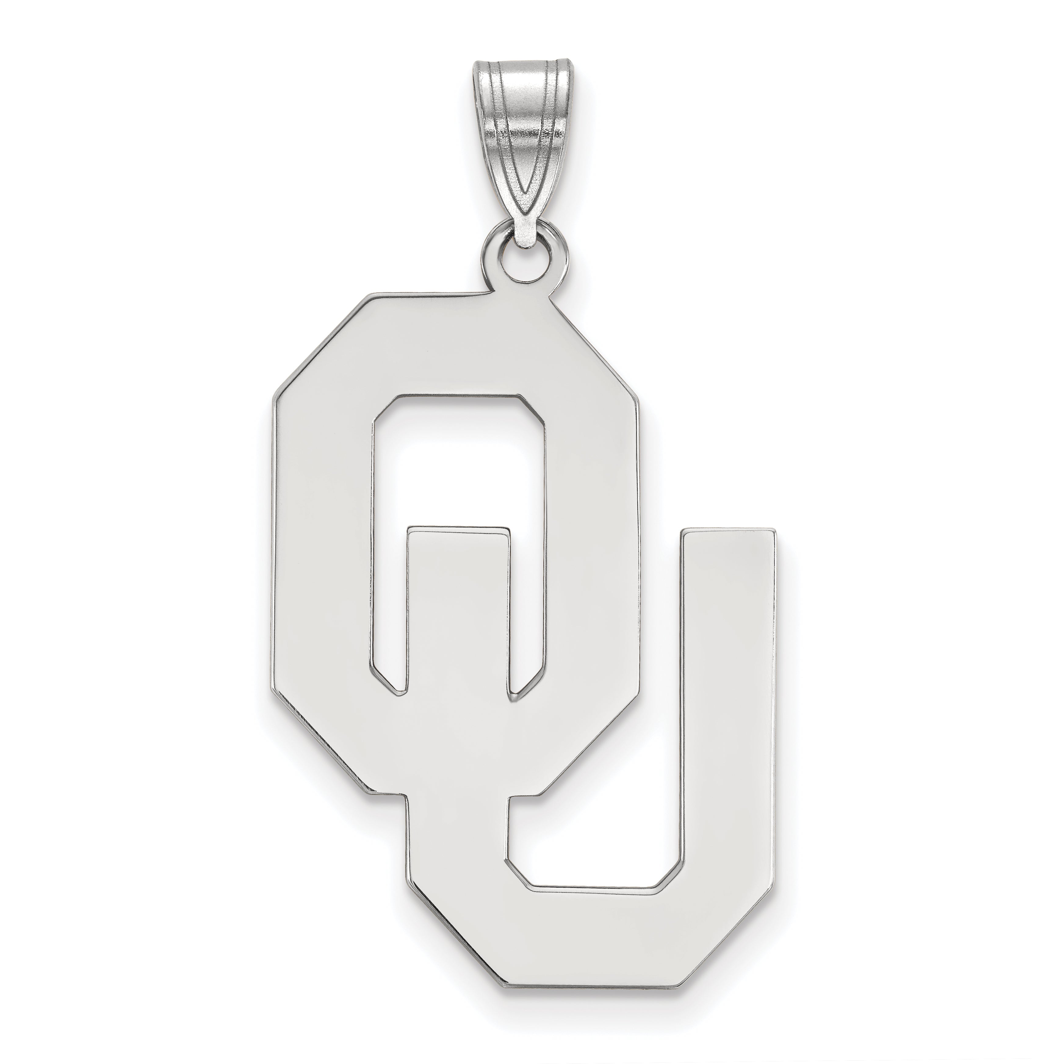 10K White Gold Logoart University Of Oklahoma O U Extra Large Pendant