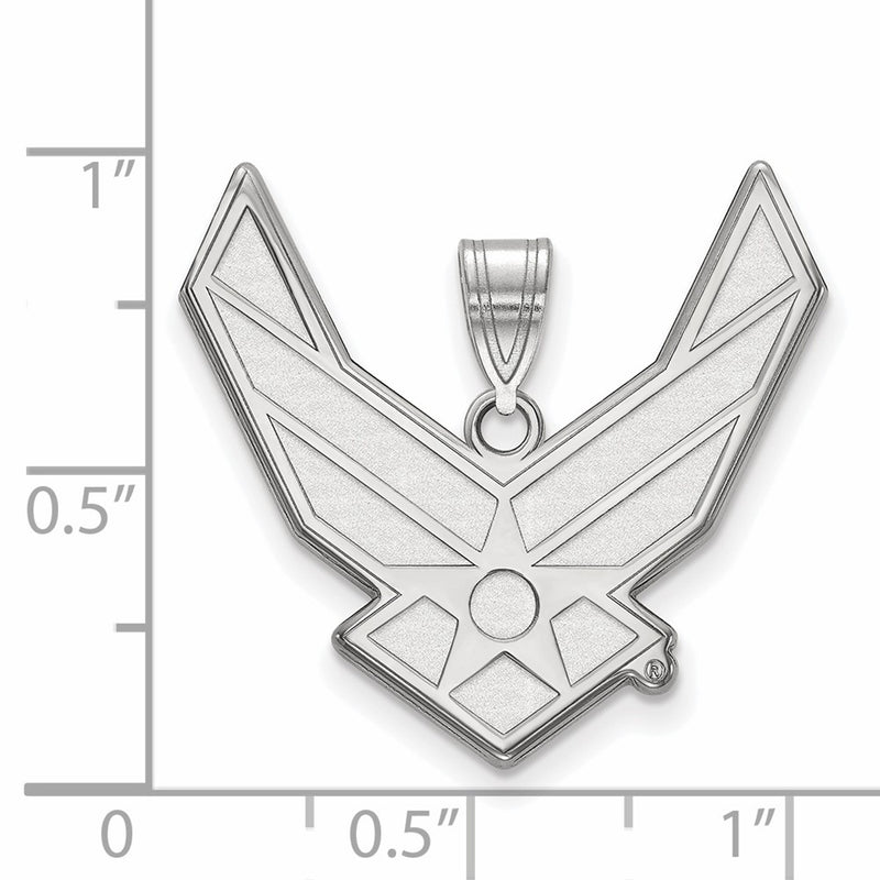 Sterling Silver Rhod-Pltd Logoart U.s. Air Force Xl Pendant