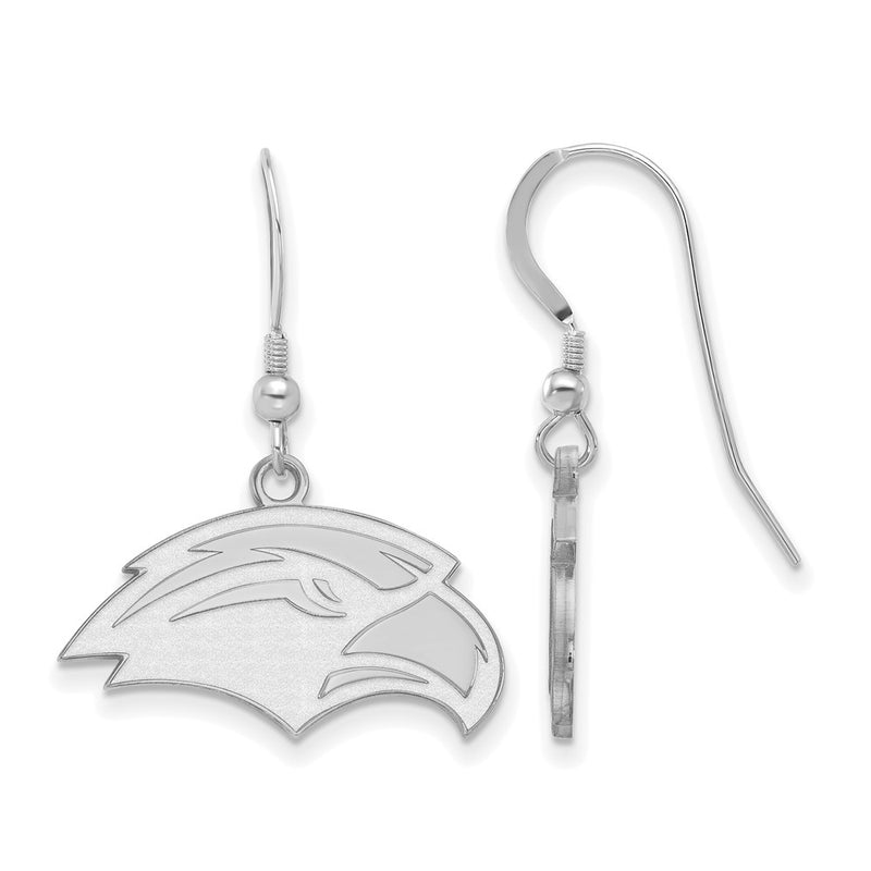 Sterling Silver Rhodium Plated Logoart University Of Southern Mississippi Eagle Small Dangle Wire Earrings