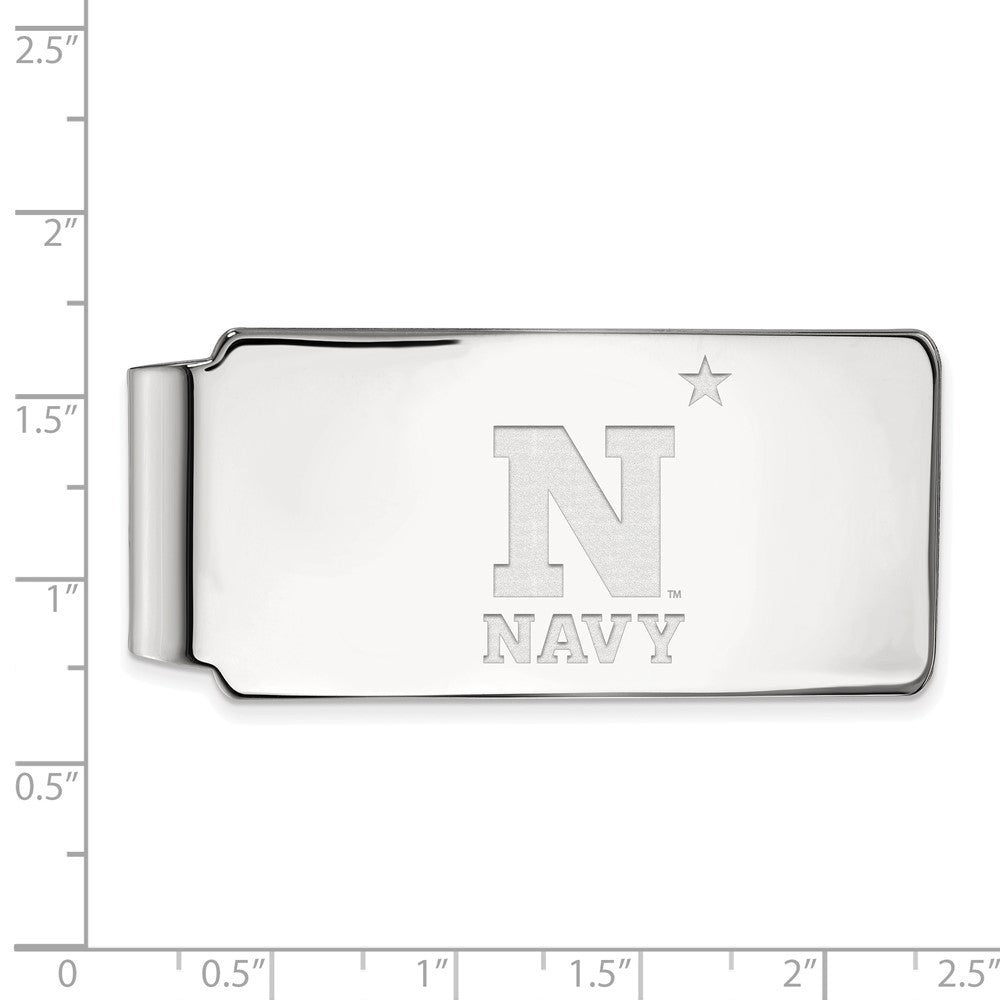 Sterling Silver Rhod-Pltd Logoart Us Naval Academy Money Clip