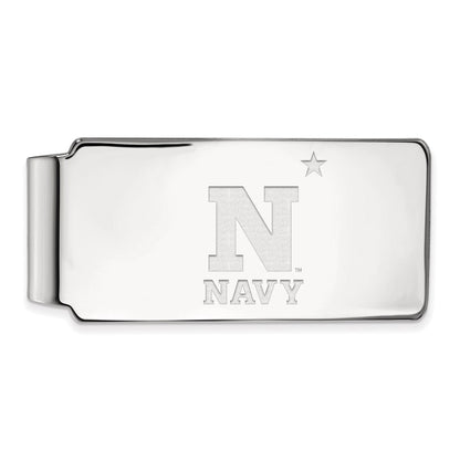 Sterling Silver Rhod-Pltd Logoart Us Naval Academy Money Clip