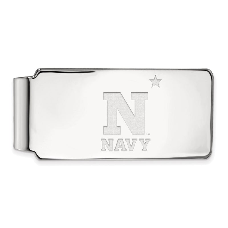 Sterling Silver Rhod-Pltd Logoart Us Naval Academy Money Clip