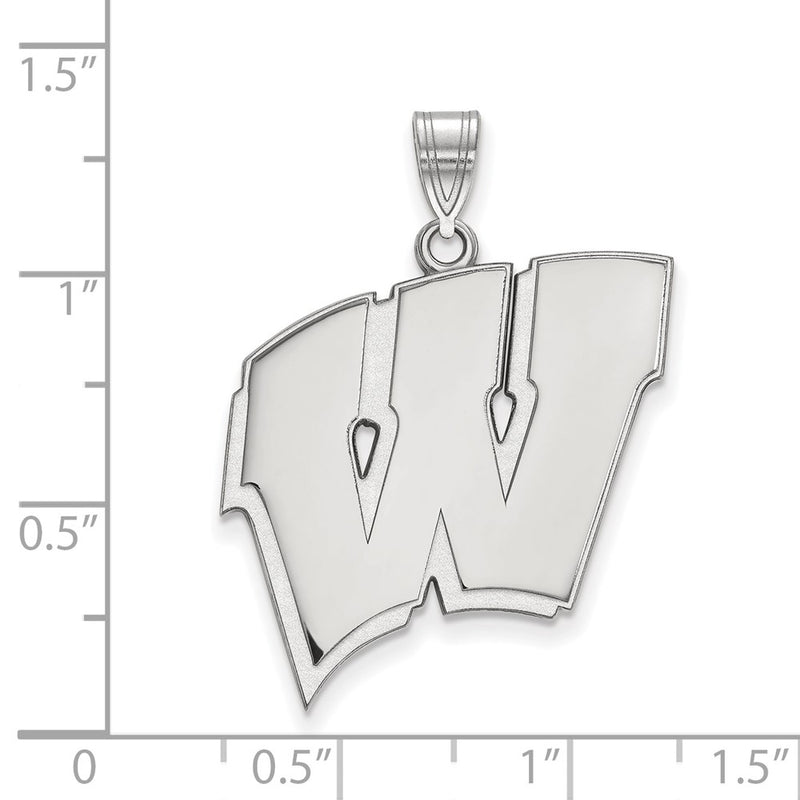 14K White Gold Logoart University Of Wisconsin Letter W Extra Large Pendant