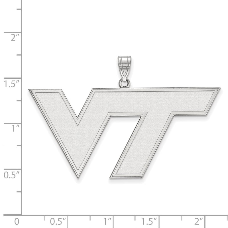 Sterling Silver Rhodium Plated Logoart Virginia Tech V T Extra Large Pendant
