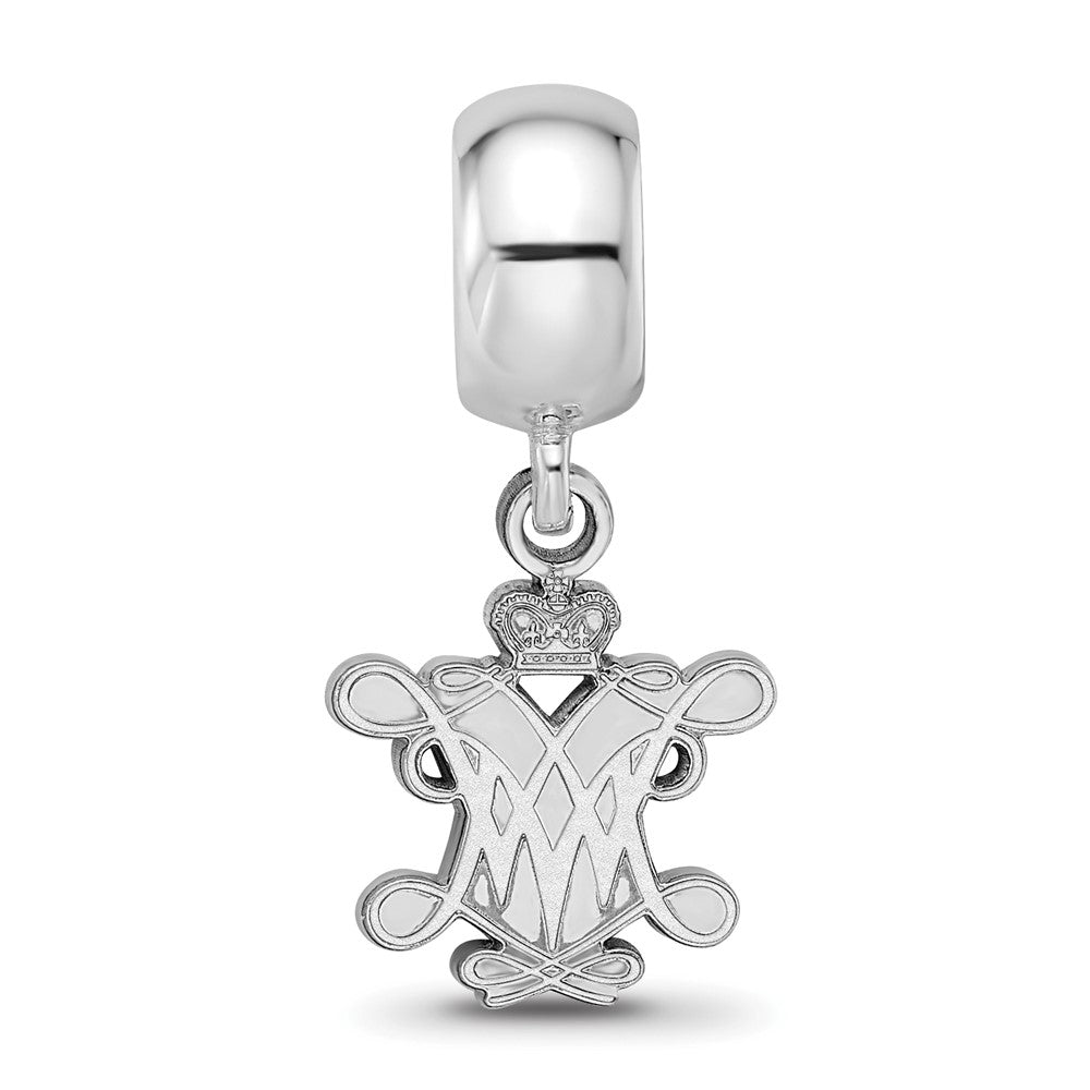 Sterling Silver Rhod-Pltd Logoart William and Mary Sm Dangle Bead