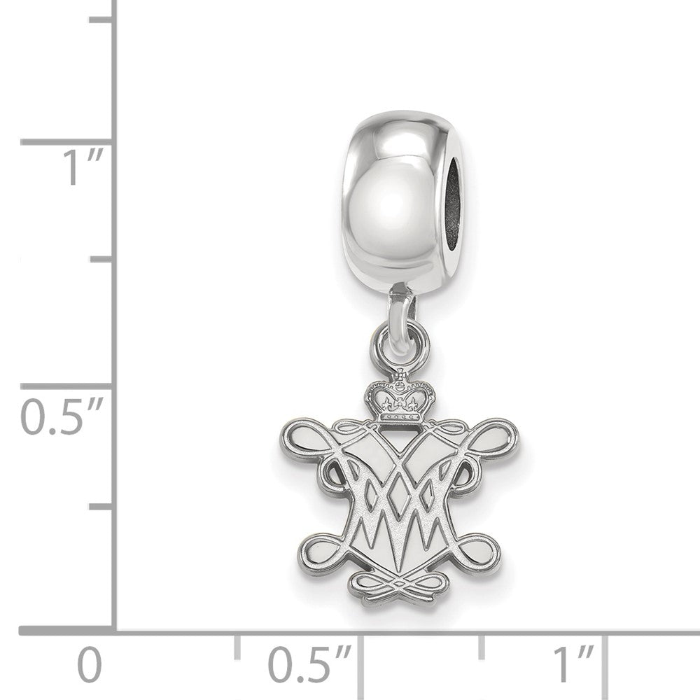 Sterling Silver Rhod-Pltd Logoart William and Mary Sm Dangle Bead