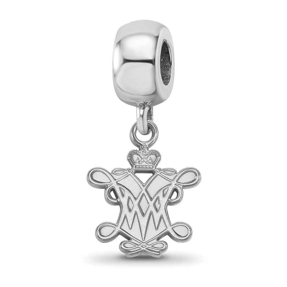 Sterling Silver Rhod-Pltd Logoart William and Mary Sm Dangle Bead