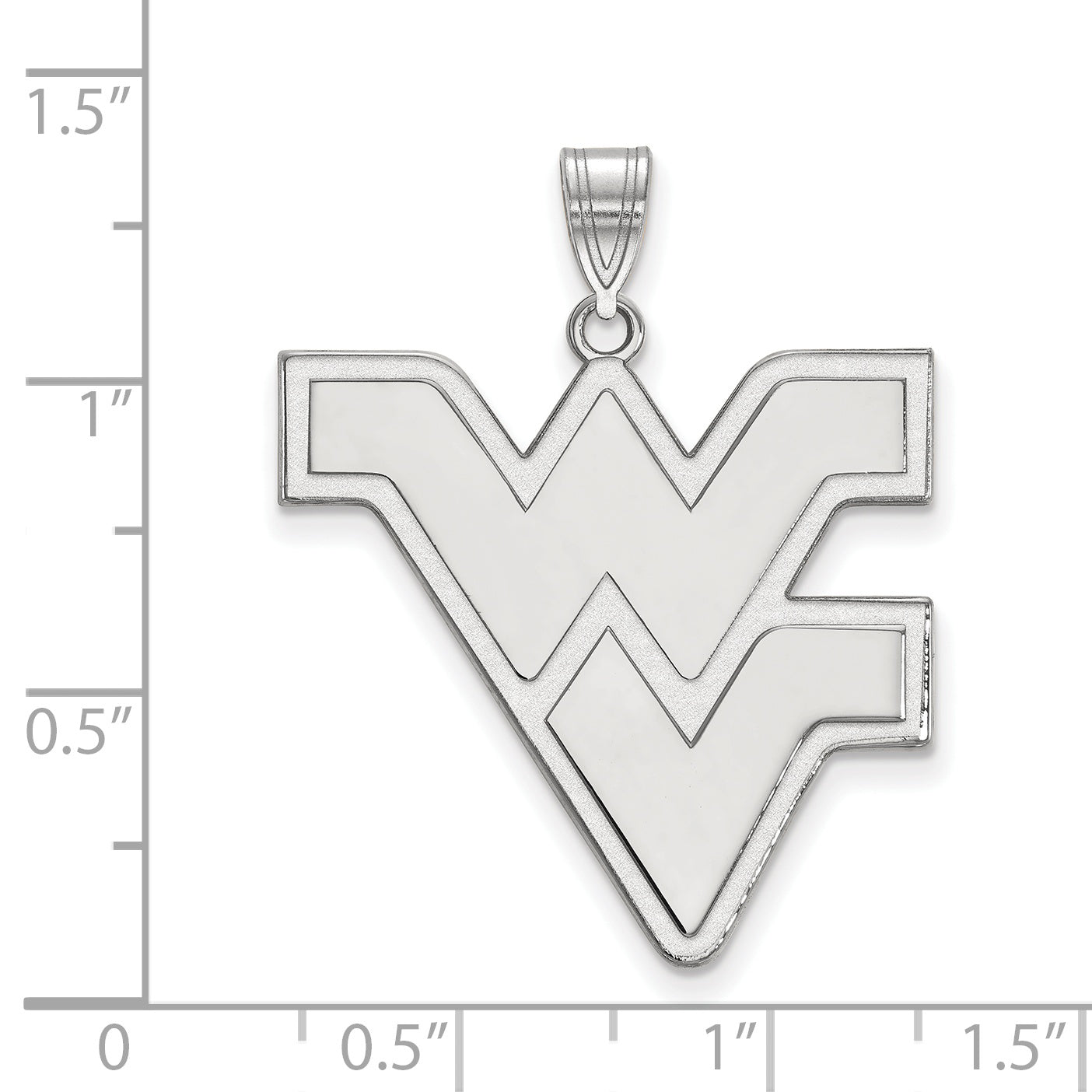 14K White Gold Logoart West Virginia University W V Extra Large Pendant