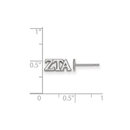 Sterling Silver Rhodium Plated Logoart Zeta Tau Alpha Sorority Greek Letters Extra Small Post Earrings
