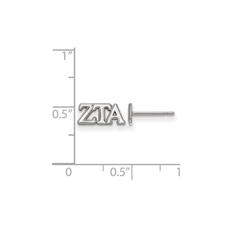 Sterling Silver Rhodium Plated Logoart Zeta Tau Alpha Sorority Greek Letters Extra Small Post Earrings